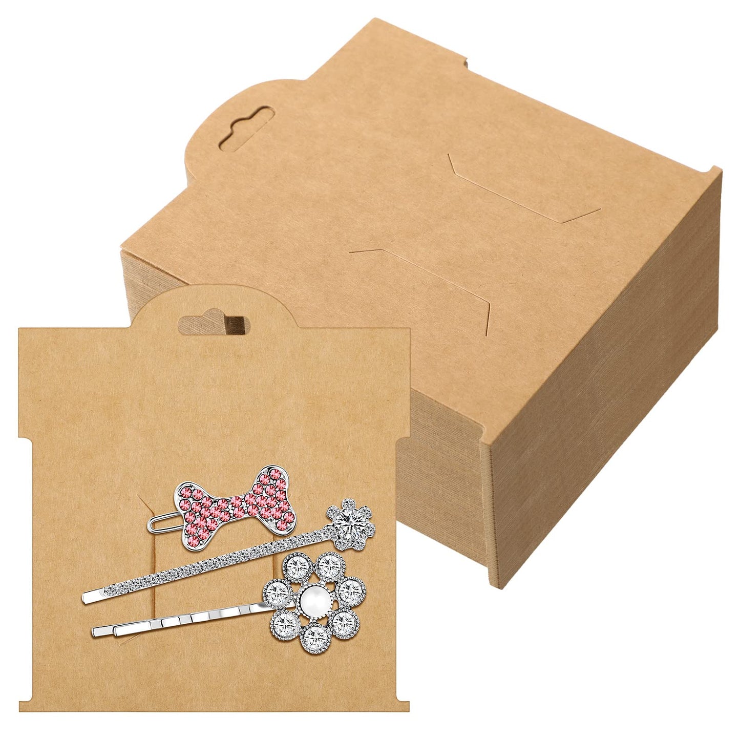 50 Pcs Hair Clip Display Cards 4.75 x 5.25 Inch Kraft Hair Bow Holder Cards Brown Bow Display Rectangular Clip Collecting Cardboard for Barrettes Beauty & Personal Care Geyee
