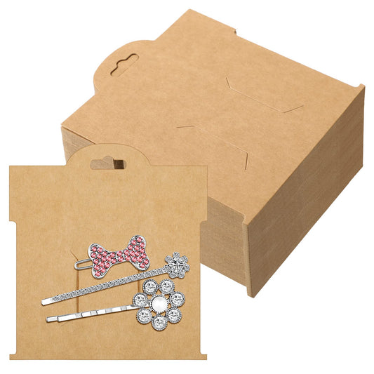50 Pcs Hair Clip Display Cards 4.75 x 5.25 Inch Kraft Hair Bow Holder Cards Brown Bow Display Rectangular Clip Collecting Cardboard for Barrettes Beauty & Personal Care Geyee