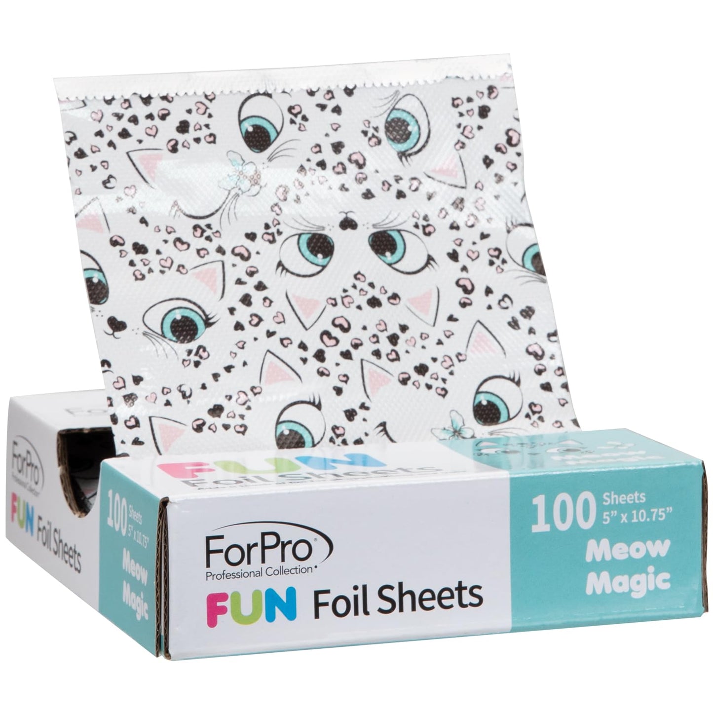 ForPro FUN Meow Magic 5" Foil Sheets, Aluminum Foil, Pop-Up Foil Dispenser, Hair Foils for Color Application and Highlighting Services, Food Safe, 5” Beauty & Personal Care ForPro Professional Collection