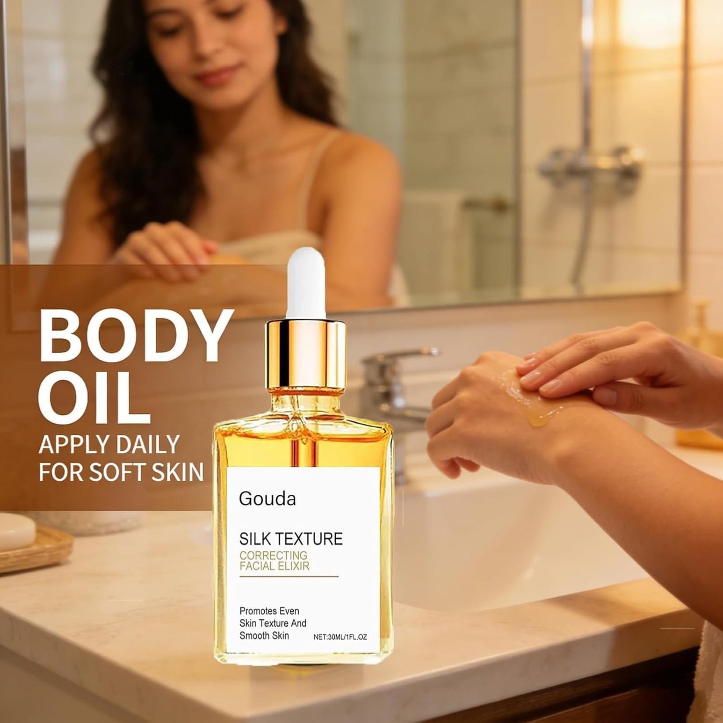 Gouda Silk Body Oil for Women, Perfume Oil, Visibly Firming, Deeply Anti Aging Moisturizing, Instantly Improve Elasticity, Non-greasy Hydration (2Pcs) Beauty & Personal Care Gouda