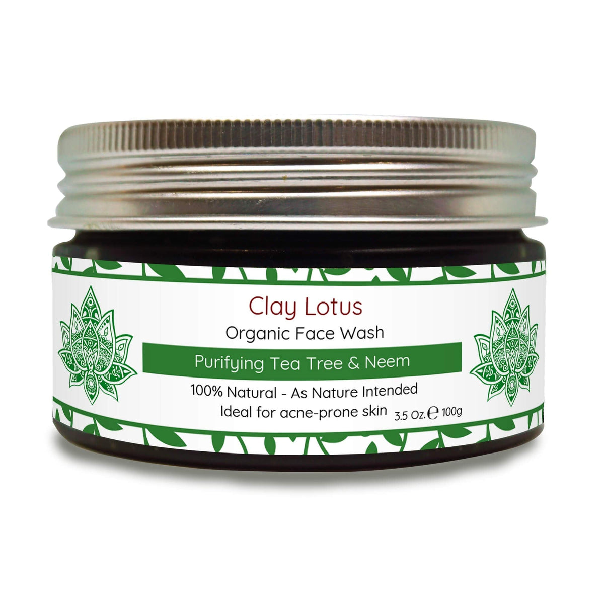 Clay Lotus Organic Face Wash - Acne-Prone, Oily Skin Cleanser with Tea Tree Oil & Neem. All-Natural Ingredients for Blemishes, Redness & Blackheads Beauty & Personal Care Clay Lotus