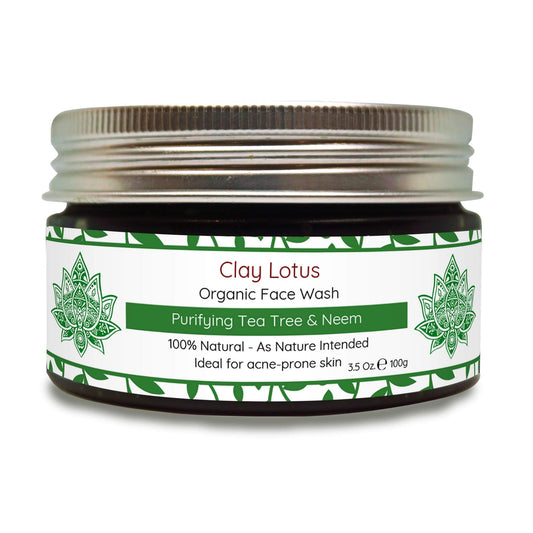 Clay Lotus Organic Face Wash - Acne-Prone, Oily Skin Cleanser with Tea Tree Oil & Neem. All-Natural Ingredients for Blemishes, Redness & Blackheads Beauty & Personal Care Clay Lotus