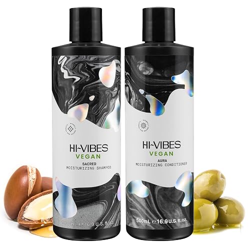 MOEHAIR Hi-Vibes Argan Oil Shampoo and Conditioner | Infused With Avocado, Sunflower, and Coconut Oils | Cleans and Nourishes Hair | Vegan Shampoo Beauty & Personal Care MOEHAIR