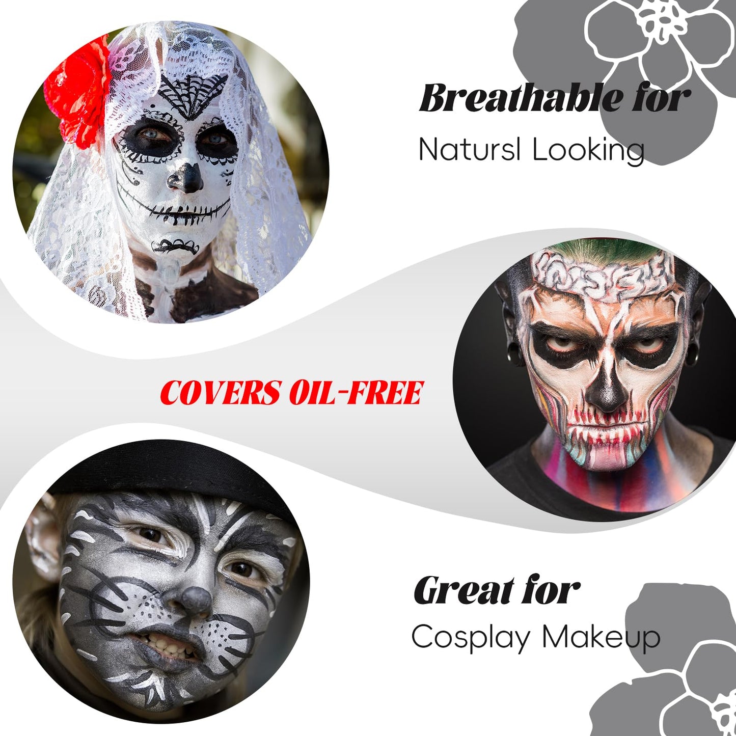 White Face Body Paint, Water Based Cream White Body Painting For Art Theater Halloween Party Cosplay Clown Skull Joker Zombie Vampire Skeleton Goth Beauty & Personal Care TUHPIBK