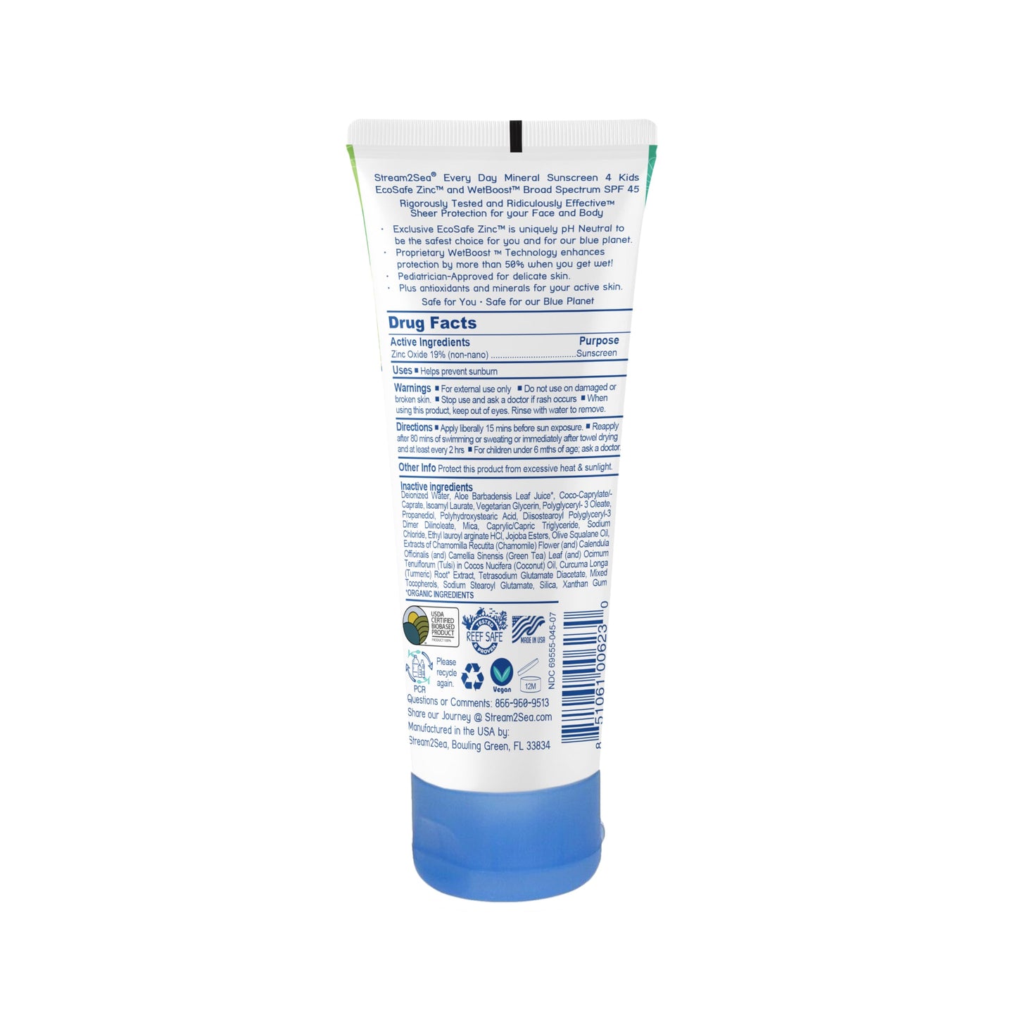SPF 45 Every Day Kids Mineral Sunscreen | 2.5 Fl Oz Biodegradable, Paraben Free & Reef Safe Sunscreen for Face & Body for Kids | Non-Greasy Beauty & Personal Care STREAM 2 SEA