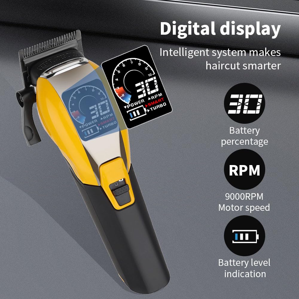 QDKVTNDJZ Quiet Cordless Hair Clippers for Men - High Torque 9000RPM Motor, Low Heat, Professional Hair Trimmer with Charging Dock, Digital Display, 6 Beauty and Personal Care QDKVTNDJZ