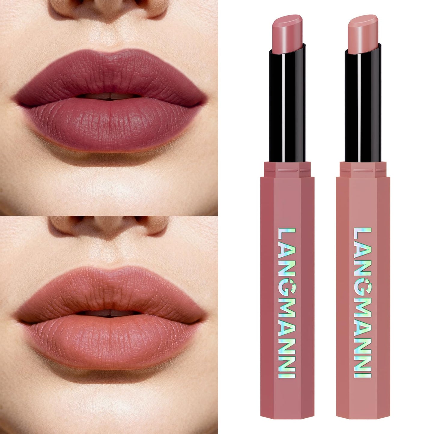 Jolilab 2Pcs Velvet Matte Lipstick Set, Nude to Dark Shades, Long-Lasting, Beauty and Personal Care Jolilab