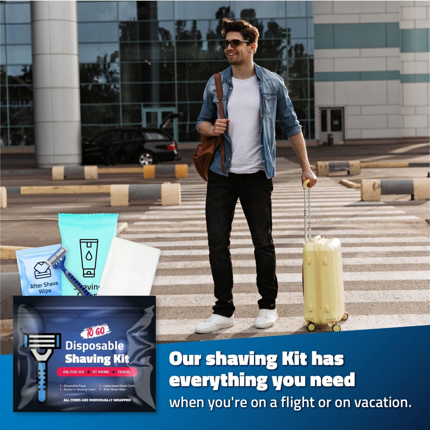 Disposable Compact Shaving Kit (10 Pack) - with Razor, Shaving Cream, Washcloth, and Aftershave Wipe - Travel Ready Grooming Essentials - Perfect Beauty and Personal Care pH Advantage
