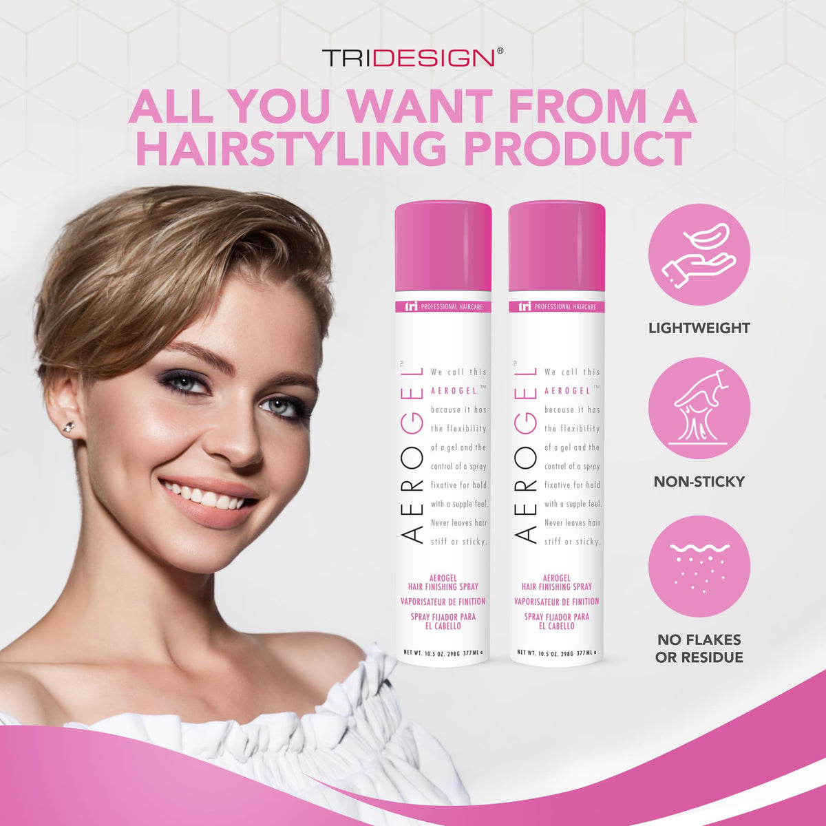 TRIDESIGN Aerogel Strong Hold Volumizing Hair Spray - 10.5 oz, 2 Pack