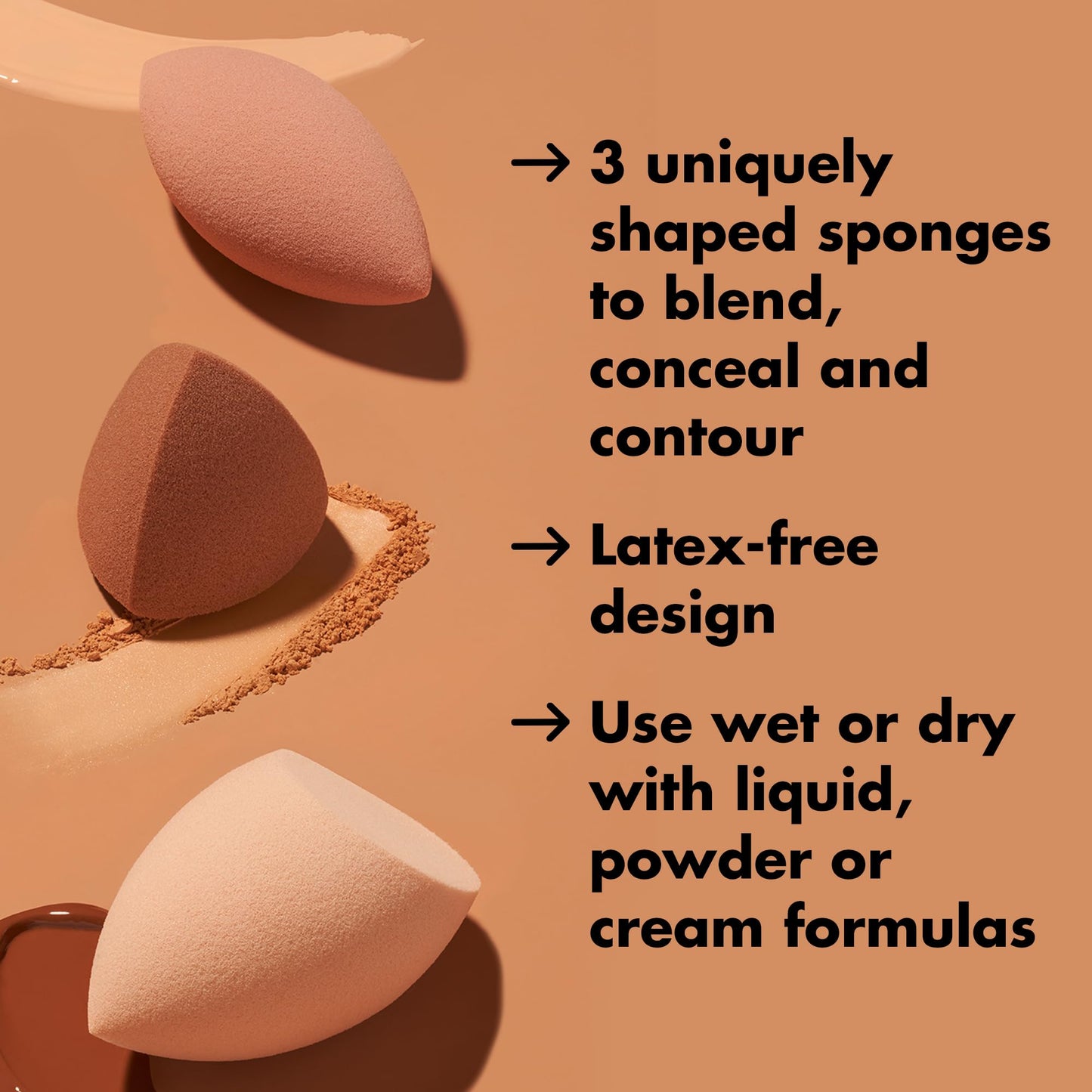 e.l.f. Total Sponge Set, Multi-use Makeup Sponge Set For Flawless Blending, Great For Powder Or Liquid Concealer & Foundation, Vegan & Cruelty-Free Beauty & Personal Care e.l.f.