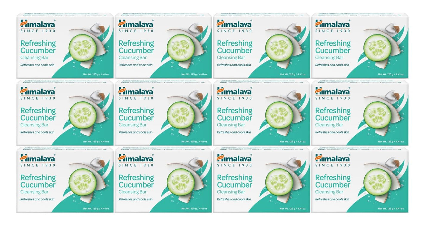 Himalaya Refreshing Cucumber Cleansing Bar, Face and Body Soap for Soft Skin, 4.41 oz, 12 Pack Beauty & Personal Care Himalaya