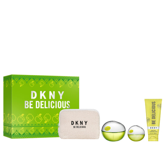 DKNY Be Delicious by Donna Karan for Women - 4 Pc Gift Set 3.4oz EDP Spray, 0.5oz EDP Spray, 3.4oz Body Lotion, Pouch Beauty & Personal Care DKNY