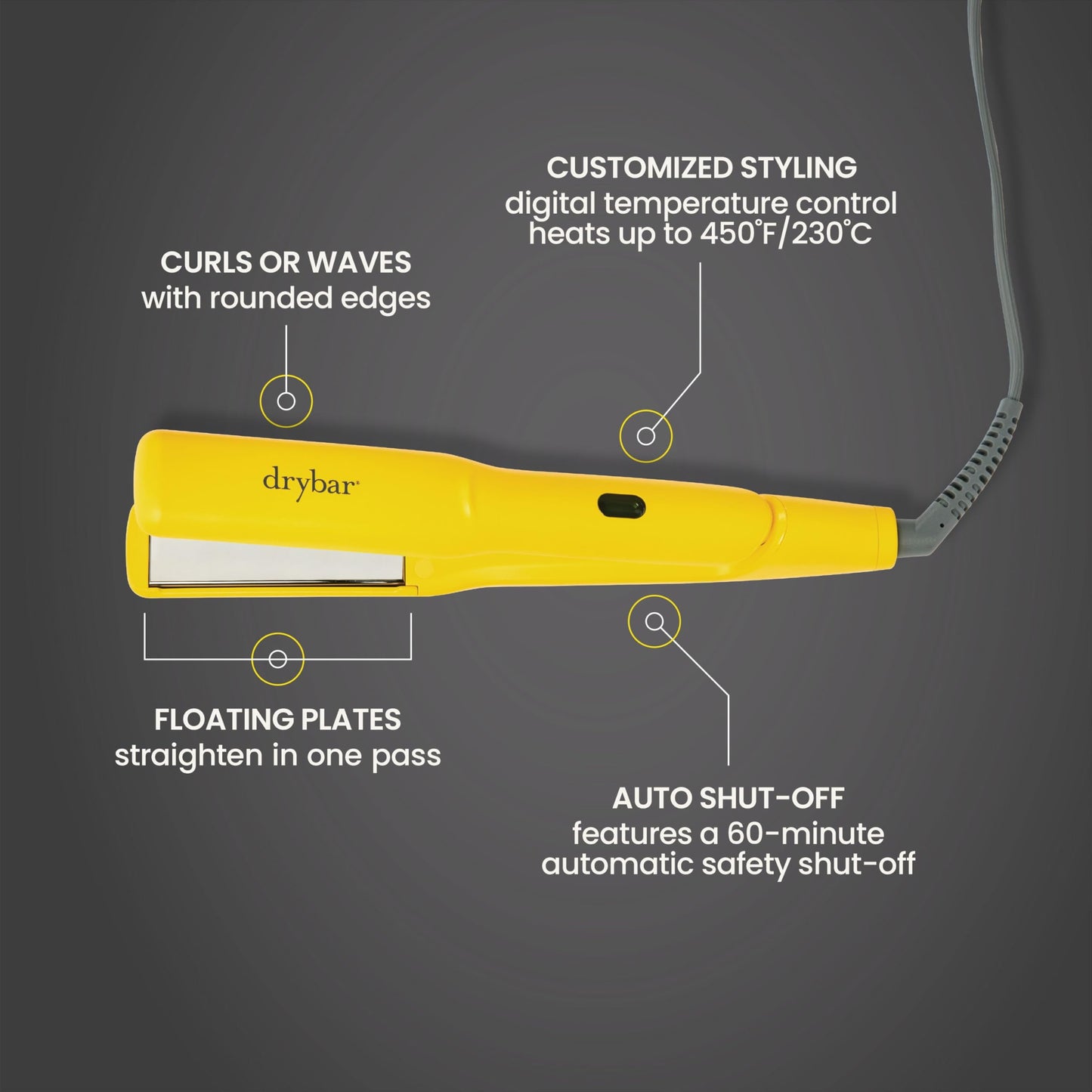 Drybar The Tress Press Straightening Iron 1.25" - Ionic Technology for Smooth, Shiny Hair - Straighten or Wrap Around Barrel to Create Curls, Waves Beauty & Personal Care Drybar