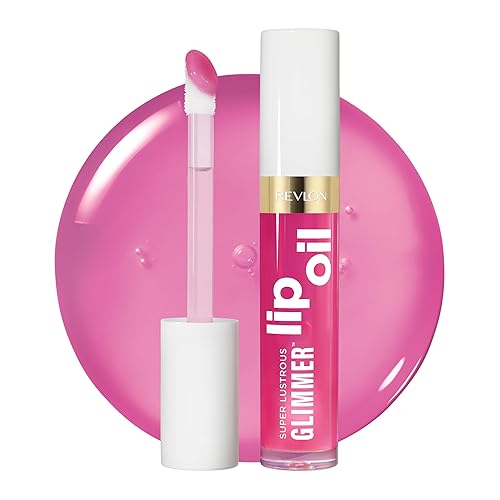 REVLON Super Lustrous Glimmer Lip Oil, Moisturizing & Tinted, Shiny Finish, Made with Plant-Based Squalane, 004 Gone Rose, 0.13 fl oz Beauty & Personal Care REVLON