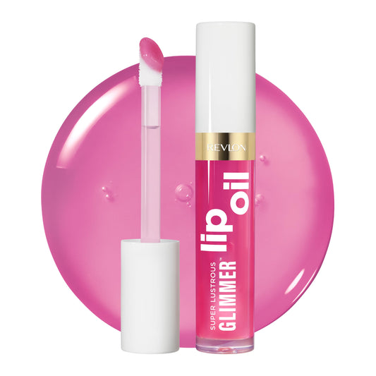 REVLON Super Lustrous Glimmer Lip Oil, Moisturizing & Tinted, Shiny Finish, Made with Plant-Based Squalane, 004 Gone Rose, 0.13 fl oz Beauty & Personal Care REVLON