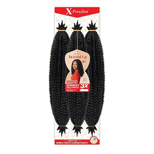 X-pression Braid Outre Crochet Braids X-Pression Twisted Up 3X Springy Afro Twist 24 inch (3-pack, 2T1B/PUR) Beauty & Personal Care x-pression