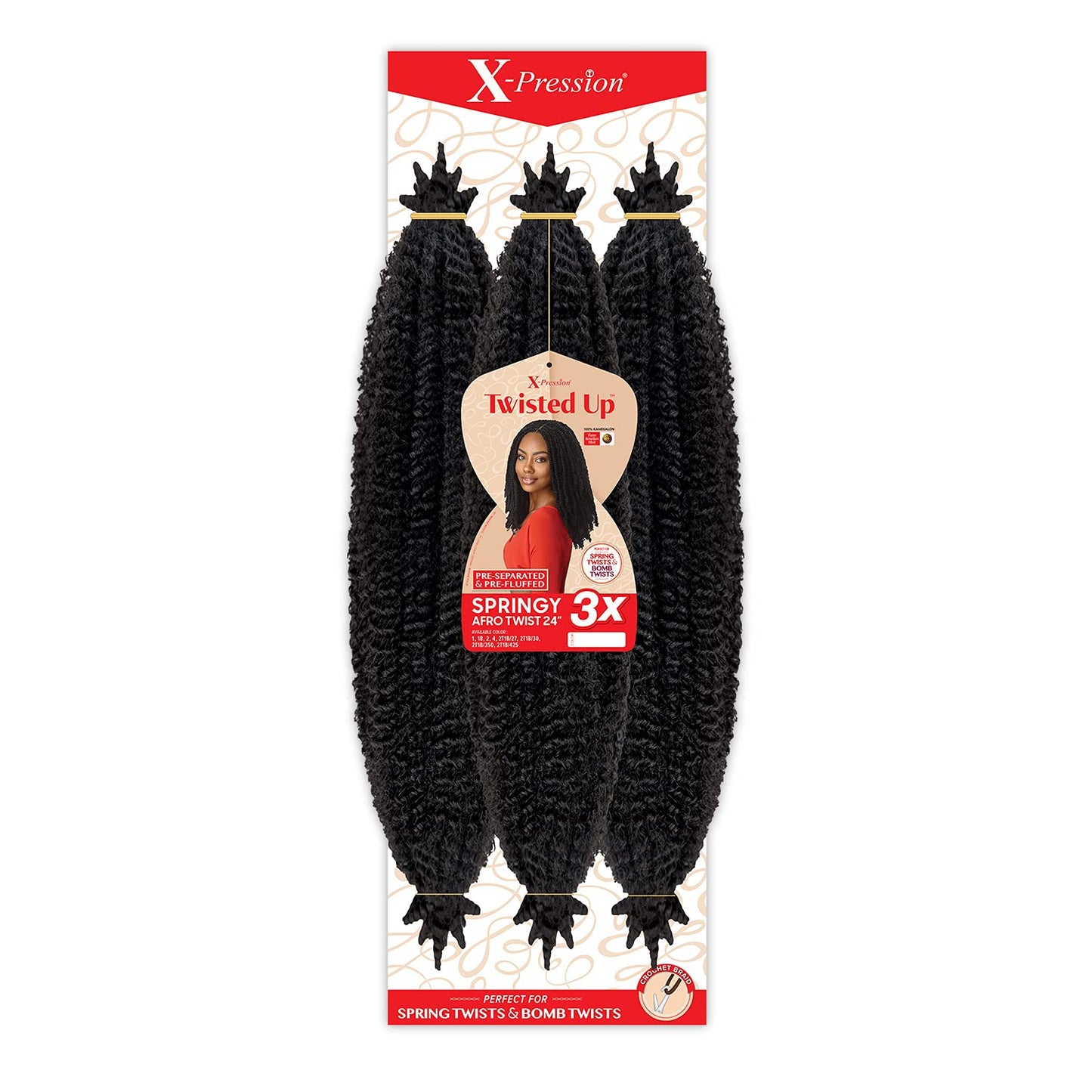 X-pression Braid Outre Crochet Braids X-Pression Twisted Up 3X Springy Afro Twist 24inch (1-pack, 2T1B/27) Beauty & Personal Care x-pression