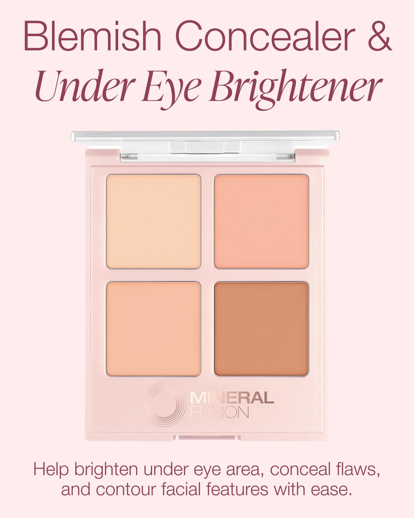 Mineral Fusion Makeup Cream Concealer Eye Palette Quad - 4 Light to Neutral Shades - Indulgence - Blemish Concealer & Under Eye Brightener - Beauty & Personal Care Mineral Fusion