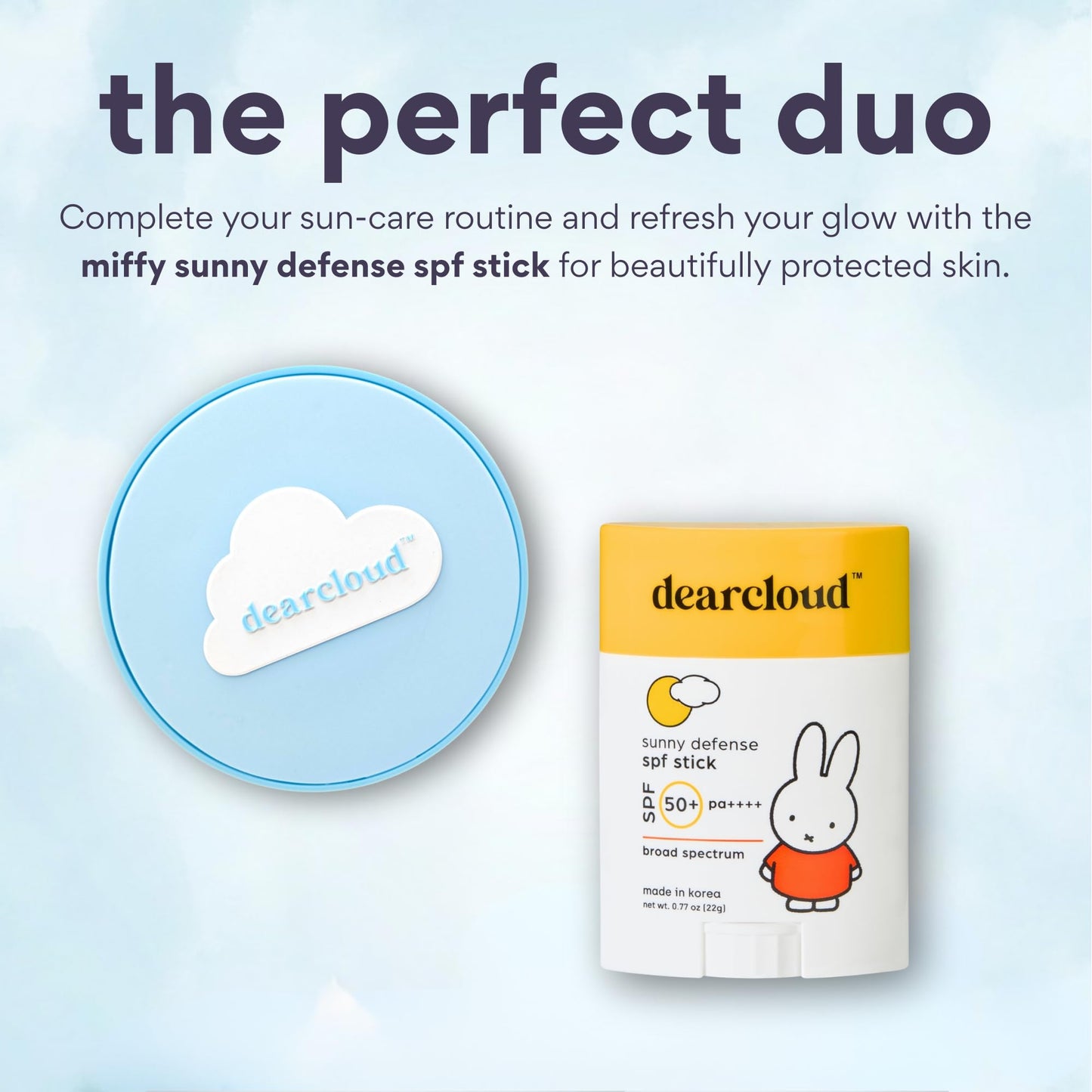 dearcloud Dear Sun Perfecting SPF Cushion - Color Adapting Sunscreen, Korean Sunscreen SPF 50+ (.53 oz) Beauty & Personal Care dearcloud