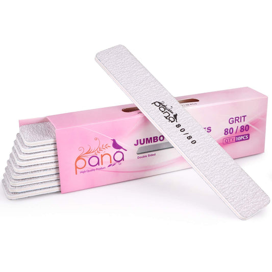 10pcs - PANA Jumbo Double-Sided Emery Nail File for Manicure, Pedicure, Natural, and Acrylic Nails - Zebra (Grit 80/80) Beauty & Personal Care PANA