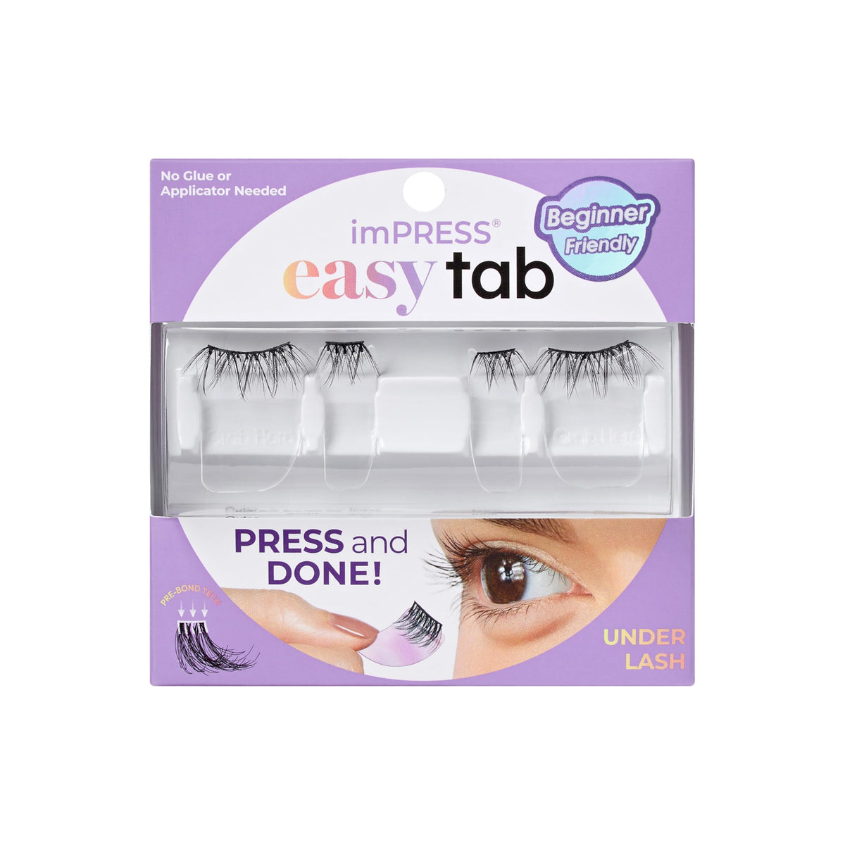 Kiss Impress Falsies Easy Tab Press On Self Adhesive Eyelashes, Black, 'Classy Natural', 1 Pair of 6mm-7mm Inner Natural Volume Eyelash Clusters & 1