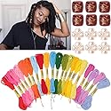 32PCS Hair Accessory Set with 12 Acrylic Hair Cuffs, 20 Colorful Dreadlock Jewels, and Yarn Hair Threads (multicolor) Beauty & Personal Care N\A