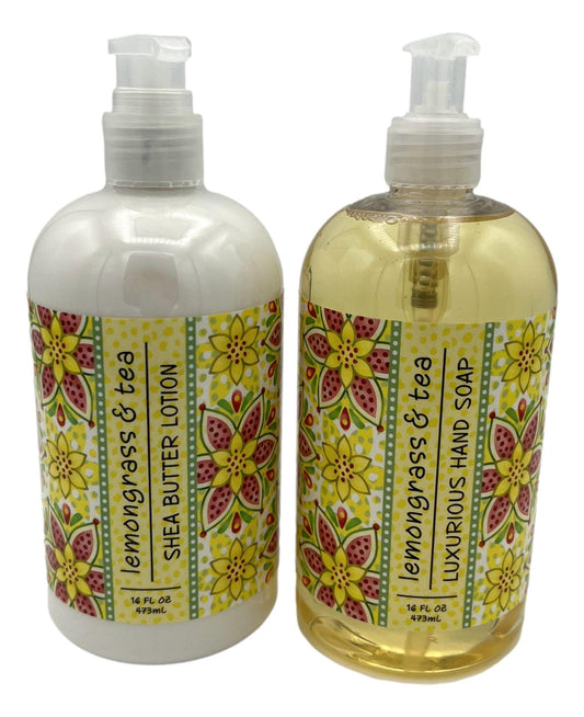 Greenwich Bay Trading Co, Lemongrass and Tea, Hand Soap and Shea Butter Lotion Set, 16 Ounces Each Beauty & Personal Care Greenwich Bay Trading Company