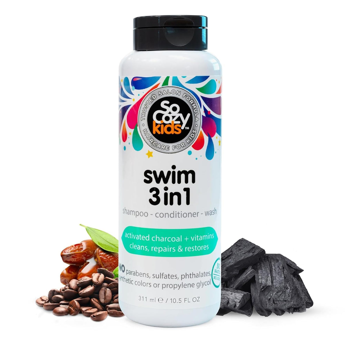 SoCozy Splash Swim 3 in 1 Shampoo + Conditioner + Wash, 10.5 Ounce ( Pack May Vary )