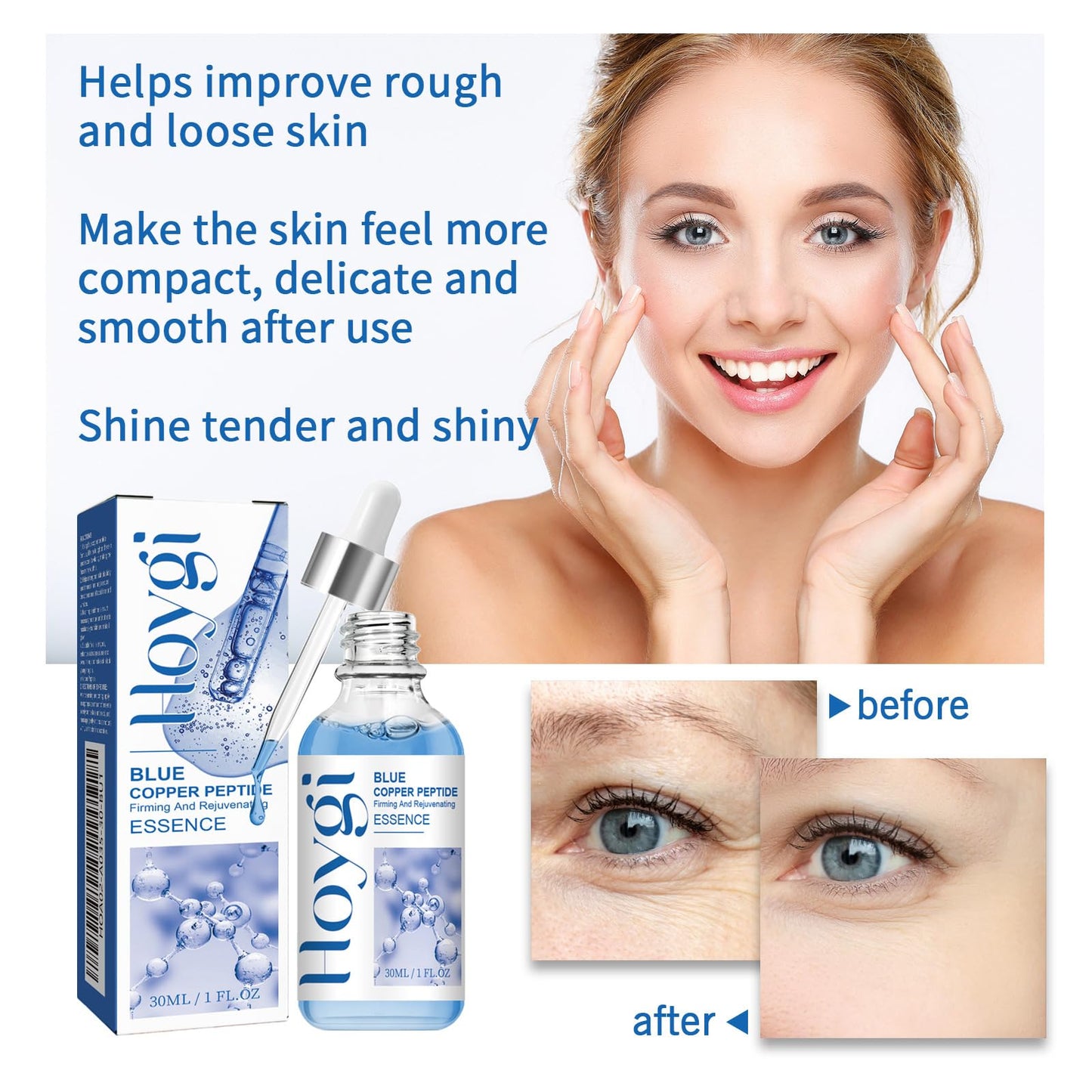 Blue Copper Peptide Firming & Rejuvenating Serum Hydrating Anti-Aging Face Essence for Fine Lines, Wrinkles & Dull Skin - Suitable for All Skin Types Beauty & Personal Care bobojuju
