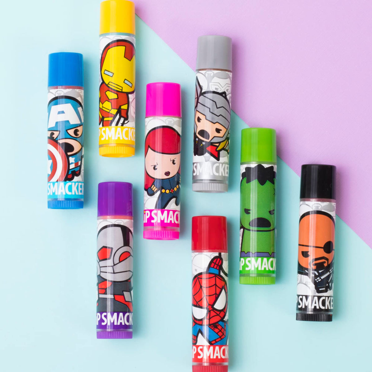 Lip Smacker Marvel Avenger Flavored Lip Balm Party Pack 8 Count, Super Hero, Spirderman, Iron Man, Captain America, Clear, For Kids Beauty & Personal Care Lip Smacker
