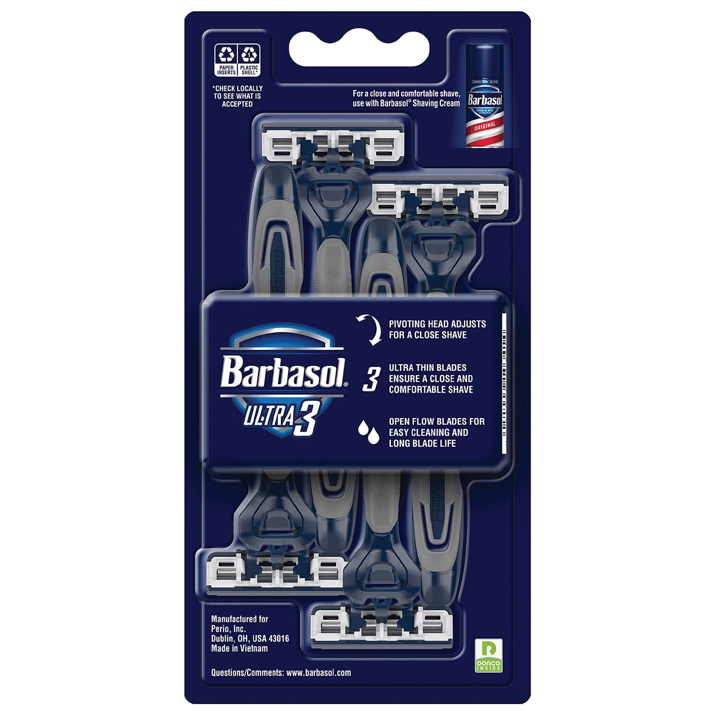 Barbasol Ultra 3 Value Pack - Premium 3 Blade Disposable Razors - Disposable Shaving Razor Bundle - Close Shave Technology, Pivoting Head, Open Flow Beauty and Personal Care Barbasol