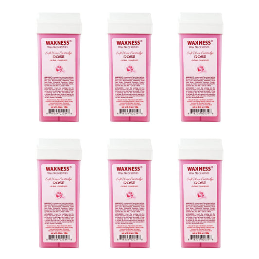Waxness Soft Wax Cartridge Rose - Pack of 6 × 3.38 oz (96 g) - Professional Strip Wax Roll-On for Face & Body - Made in Italy Beauty and Personal Care Waxness