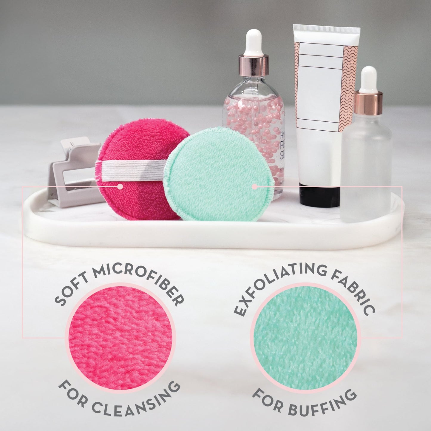 S&T INC. Face Scrubber, Dual-Sided Face Exfoliator with Elastic Strap, Facial Cleansing Pads and Makeup Remover, 3.3 Inch Diameter, 2 Pack, Teal Beauty & Personal Care S&T INC.