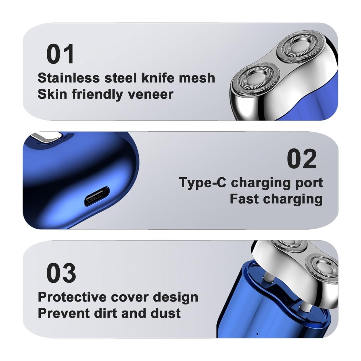 PWVFXHYF Double Head Electric Shaver for Men - Pocket-Size Portable Travel Razor, USB Rechargeable & Washable Dual-Head Electric Shaver(Blue+Head) Beauty and Personal Care PWVFXHYF