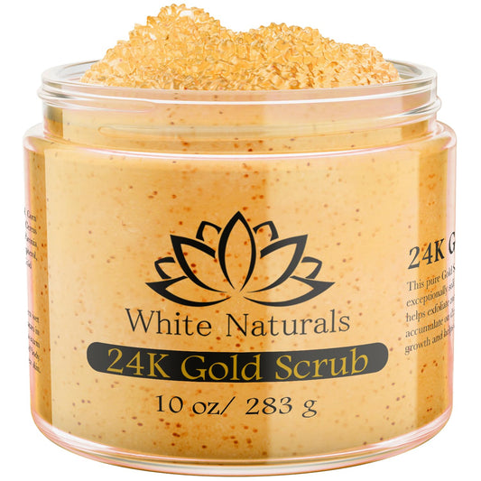24K Gold Body Scrub, Natural Exfoliating Face Sugar Scrub With Anti-Aging Properties, Pure Skin Moisturizer, Reduce Wrinkles Deep Pore Cleansing Beauty & Personal Care White Naturals