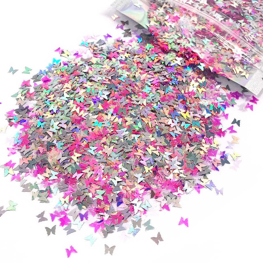 Pink Butterfly Face & Body Glitter - Chunky Glitter - Cosmetic Grade - Uses Include: Festival Rave Makeup Face Body Nails Resin Arts & Crafts, Resin Beauty & Personal Care Electric Bliss Beauty