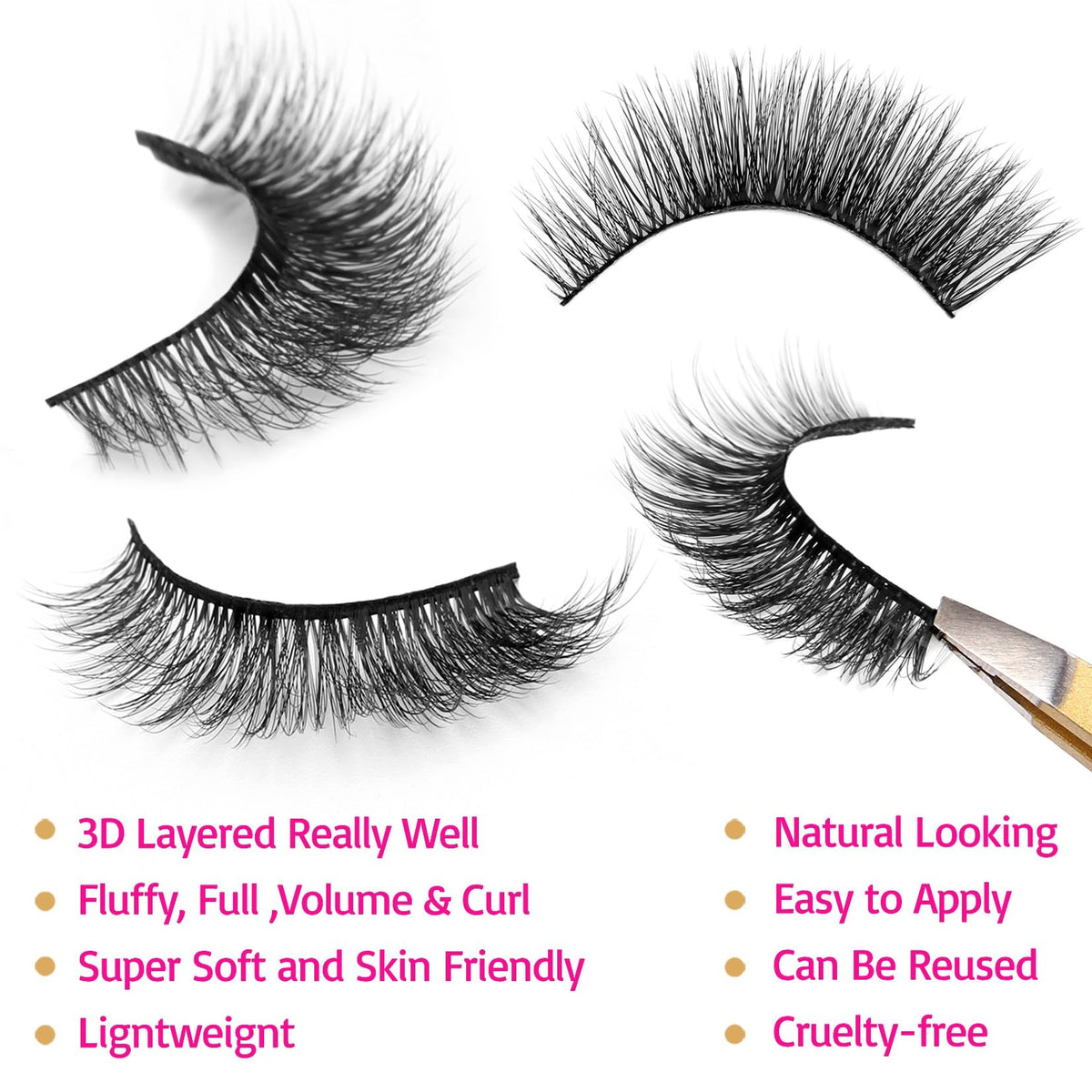 Eliace False Eyelashes Natural look Cat Eye Lashes Wispy Strips 3D Mink Lashes 13MM,15 Pairs Fake Eyelashes Faux Fluffy, Winged Fox Eyelashes, Soft Beauty & Personal Care Eliace