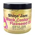AmPro Shine-n-Jam Castor Oil and Flaxseed Gel - Nourishes Tresses and Adds Shine - Infused With Vitamin E to Condition All Hair Textures - Strengthens Beauty & Personal Care AmPro