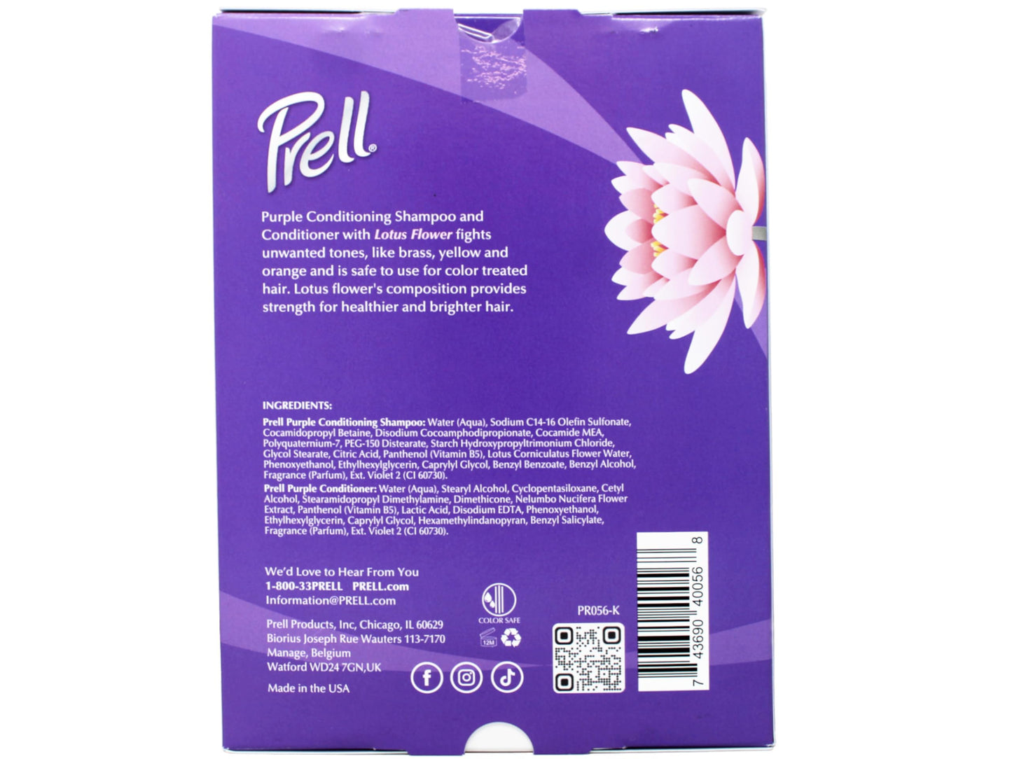 Prell Purple Shampoo + Conditioner Set for Blonde, Bleached, Gray & Silver Hair, Neutralizes Yellow Tones, Color-Safe Hydrating Lotus Flower System Beauty & Personal Care Prell