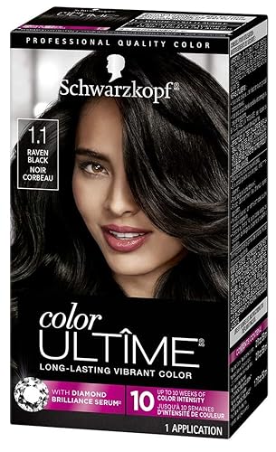 Schwarzkopf Color Ultime 1.1 Raven Black Hair Dye, Permanent Intense Black with Diamond Brilliance, Fade-Resistant, Covers Grays, All Hair Textures Beauty & Personal Care Schwarzkopf