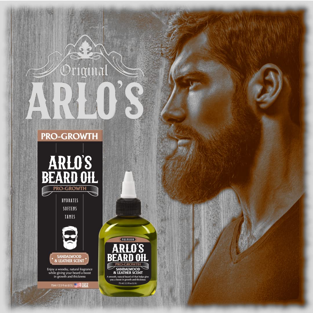 Arlo's Pro Growth Beard Oil - Sandalwood Leather Scent 2.5 oz. - Promotes Beard Hair Growth Beauty & Personal Care Arlo's
