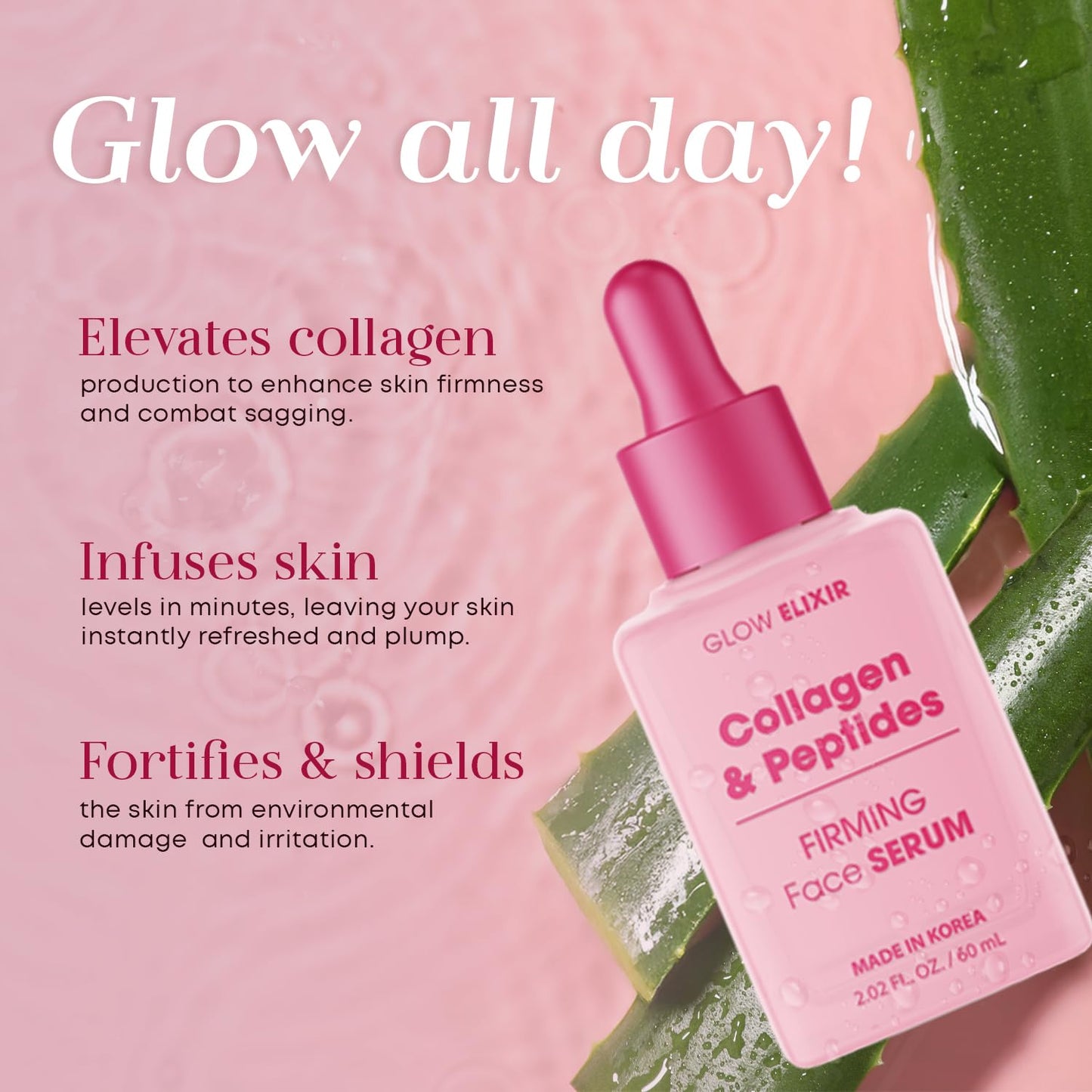 Glow Elixir Collagen & Peptides Face Serum - Firming & Wrinkle Serum for Skin Repair, Fine Lines & Deep Wrinkle Treatment - Dermatologist Tested Anti Beauty & Personal Care Glow Elixir
