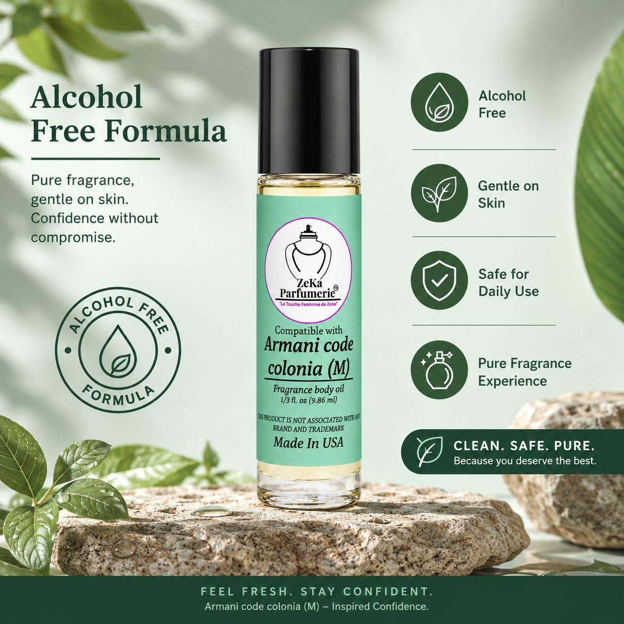 ZEKA PARFUMERIE Compare to Aroma Compatible with Armani Code Colonia for Men Fragrance Body oil on 1/3 oz (9.86ml) size Roll-On Botlle Beauty & Personal Care ZEKA PARFUMERIE