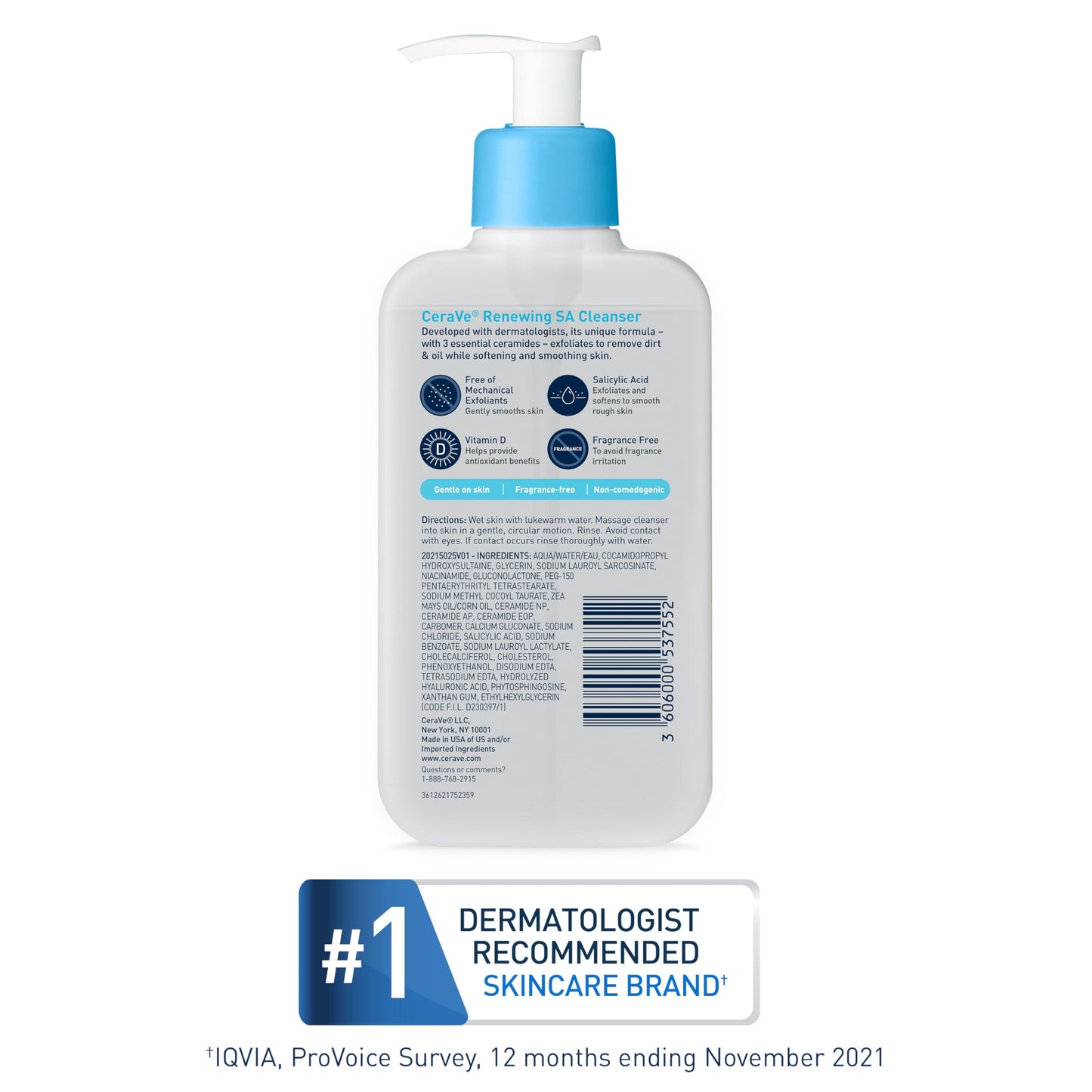 CeraVe Renewing Salicylic Acid Cleanser, Formulated With Hyaluronic Acid, Niacinamide, & Ceramides, Gentle BHA Exfoliating Face Wash Smooths & Softens Beauty & Personal Care CeraVe