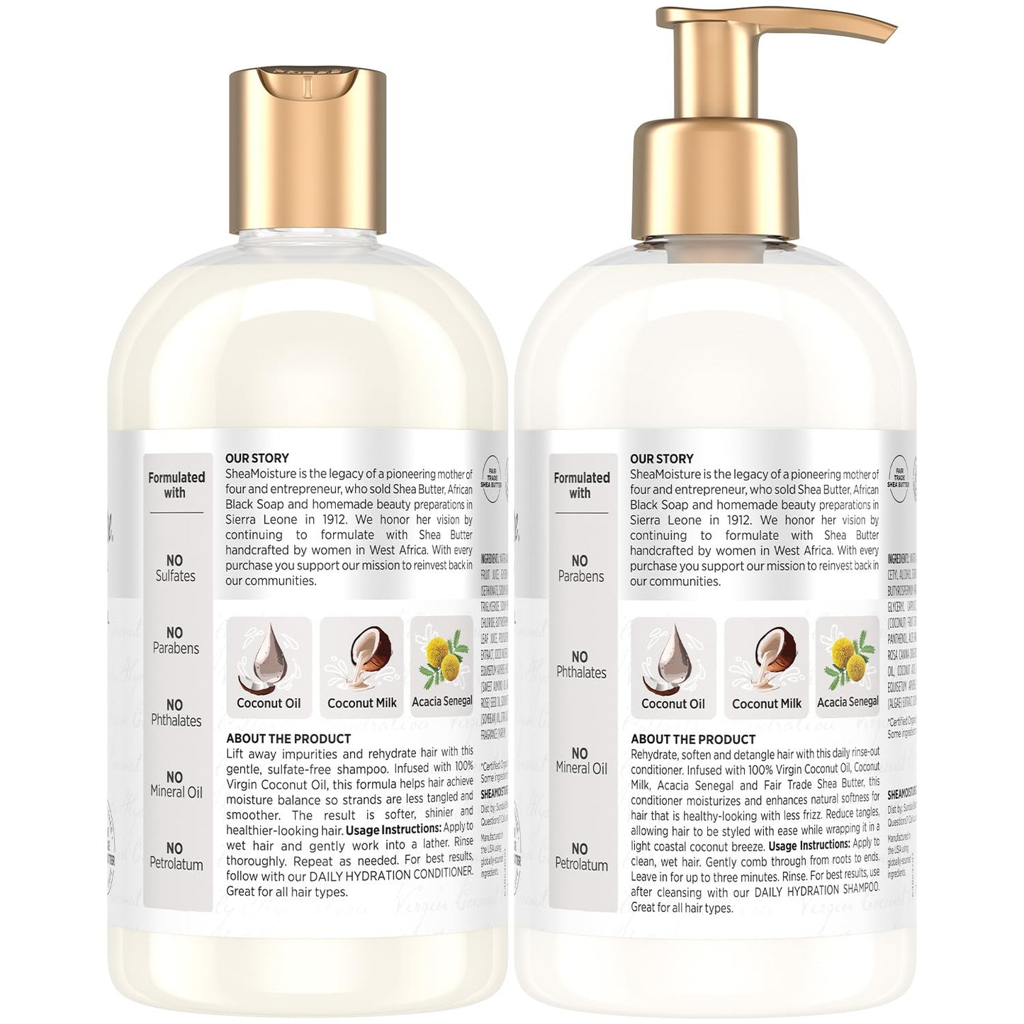 SheaMoisture Shampoo & Conditioner Set, Daily Hydration with Pure Coconut Oil - New Look, Improved Creamy Lather, Cruelty-Free, 13 Oz Ea Beauty & Personal Care Shea Moisture