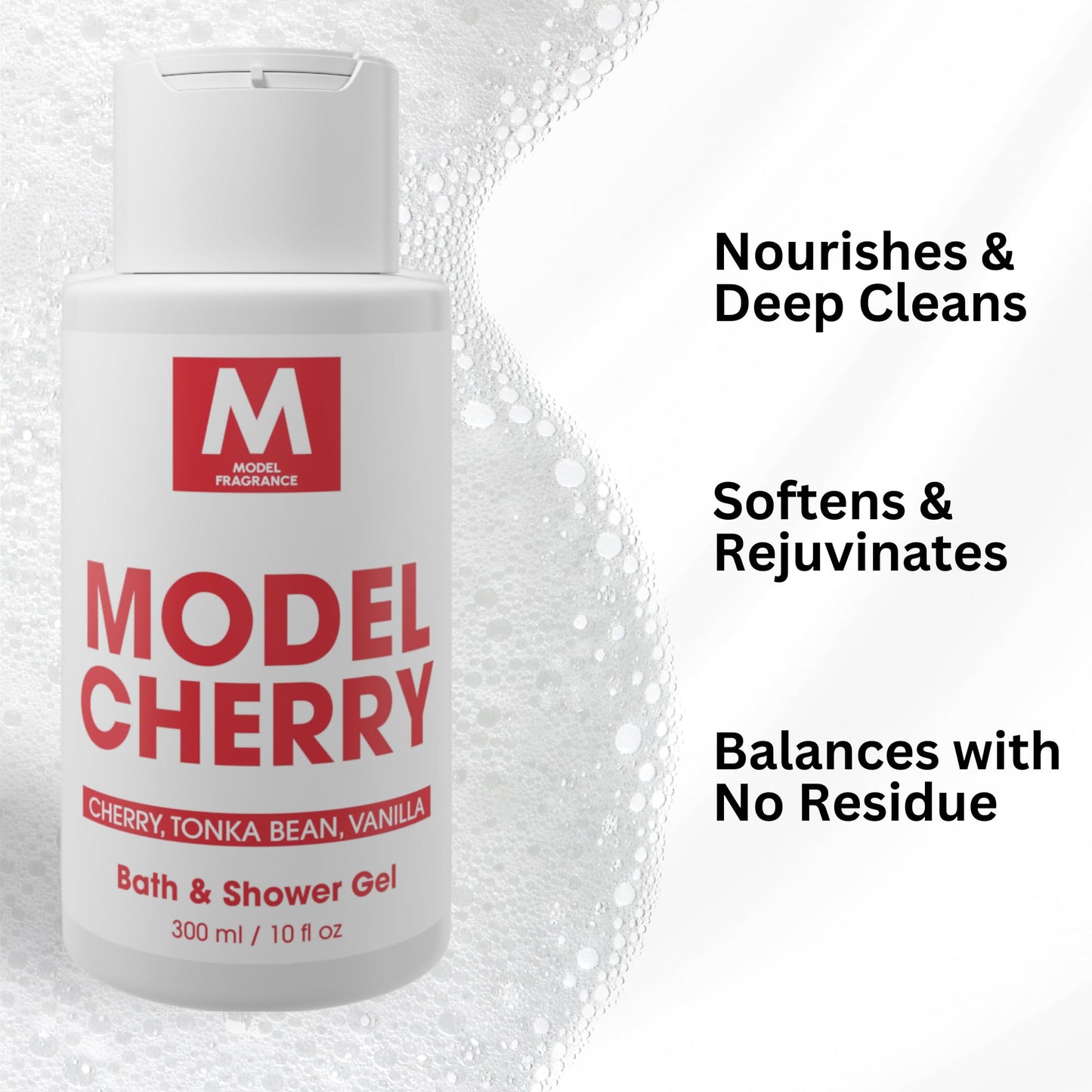 Model Cherry Gourmand Body Gel | Cherry, Tonka Bean, and Vanilla Scented | Hydrating, Nourishing, and Refreshing Shower Gel | Scented Spa Products | Beauty & Personal Care MODELFRAGRANCE