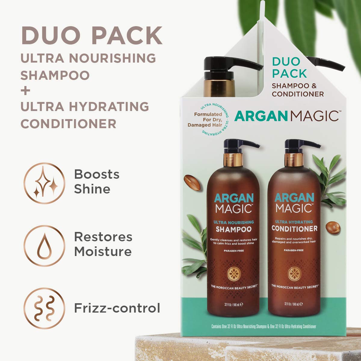 Argan Magic Ultra Shampoo and Conditioner Combo Pack for Dry and Damaged Hair - Revives & Dehydrated Brittle Hair | Detangles, Smooths & Softens | Beauty & Personal Care Argan Magic