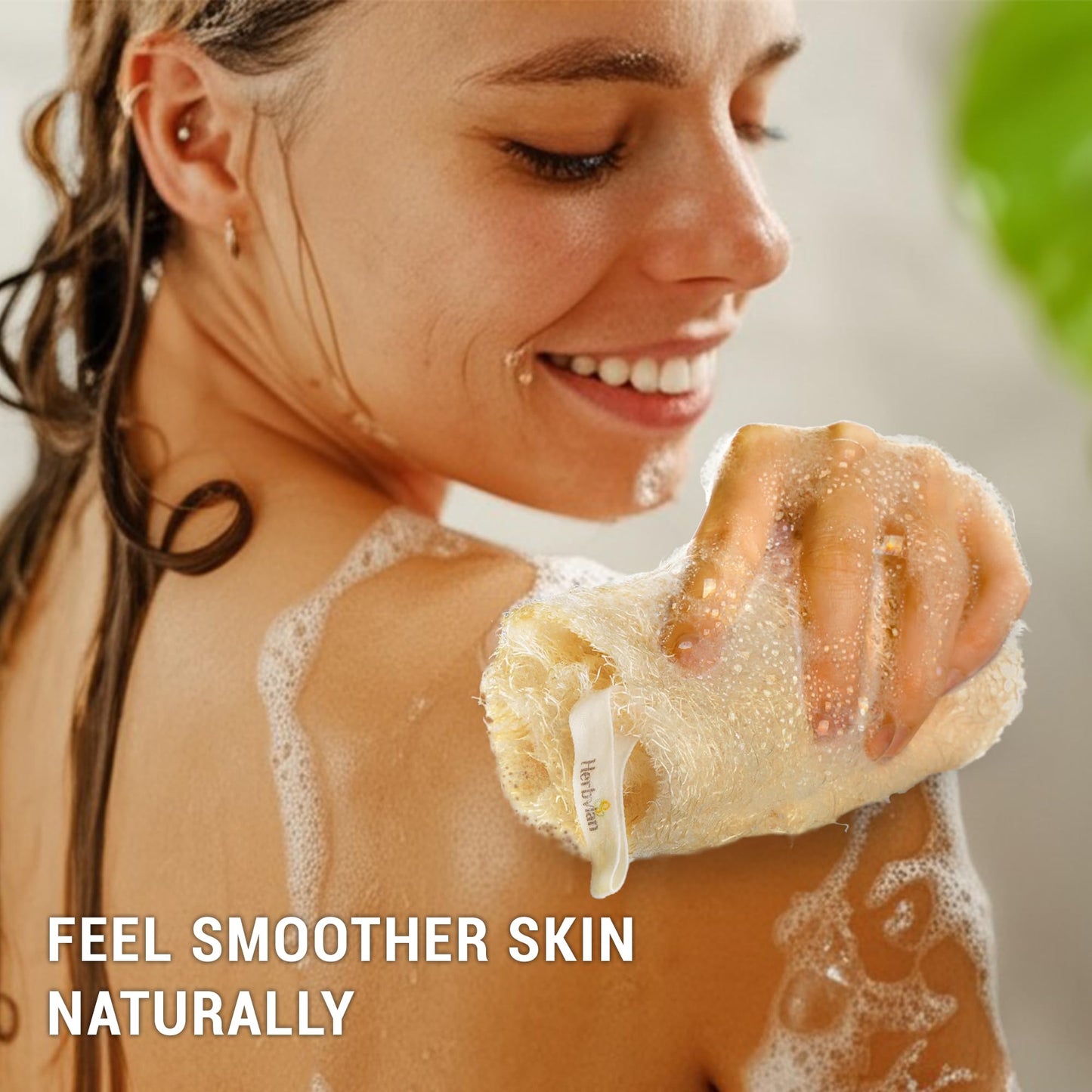 Natural Vietnamese Loofah Sponge, 100% Plant-Based Luffa Exfoliating Body Scrubber for Shower, Multi-Functional for Kitchen, Ideal for Men & Women Beauty and Personal Care Herbvian