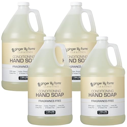 Ginger Lily Farms Club & Fitness Conditioning Liquid Hand Soap Refill, 100% Vegan & Cruelty-Free, Fragrance Free, 1 Gallon (Pack of 4) Beauty & Personal Care Ginger Lily Farms