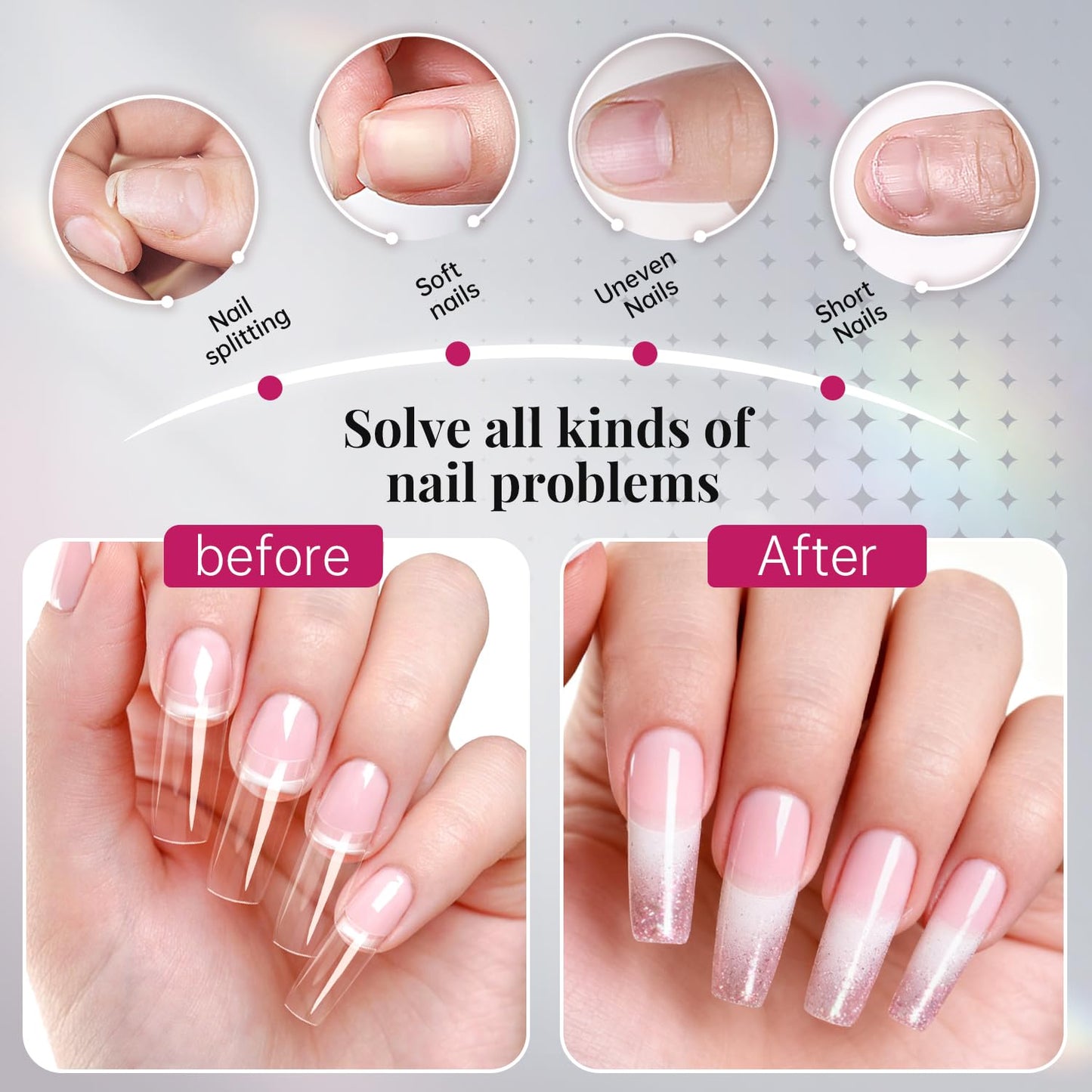 krofaue 500PCS Clear False Nails Tips - Half Cover Lady French Style Acrylic Artificial Tip Manicure with Box of 10 Sizes for Nail Tips Art Salons Beauty & Personal Care krofaue
